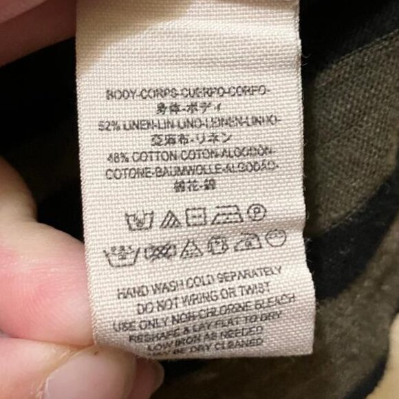 We The Free Women's Head In The Clouds Green Striped Distressed Cropped Shirt XS - Picture 4 of 5